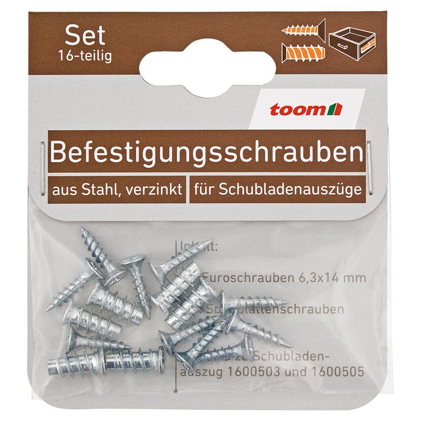 Befestigungsschrauben-Set Stahl verzinkt 16-teilig