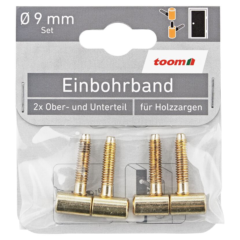 Einbohrbänder vermessingt 2x Ober- und Unterteil Ø 9 mm