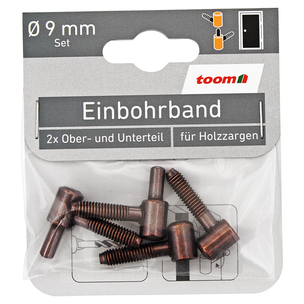 Einbohrband-Set Stahl brüniert Ø 9 mm 4-tlg.