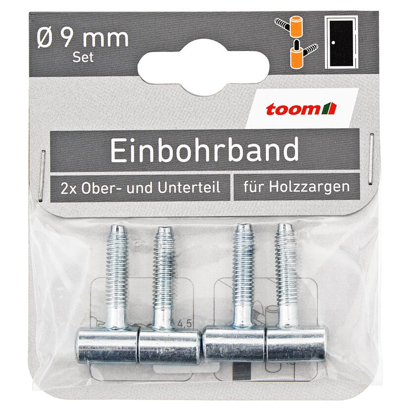 Einbohrbänder verzinkt 2 Stück Ober- und Unterteil Ø 9 mm