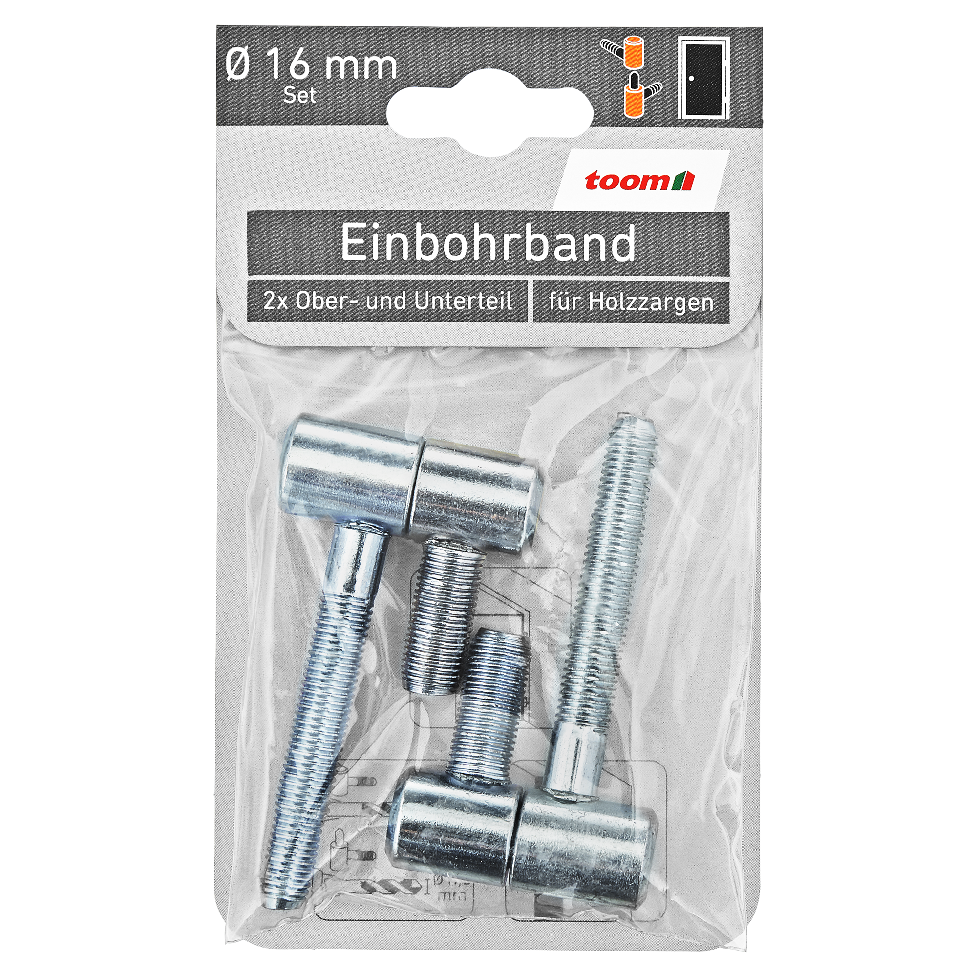 Einbohrband-Set Stahl verzinkt Ø 16 mm 4-tlg. + product picture