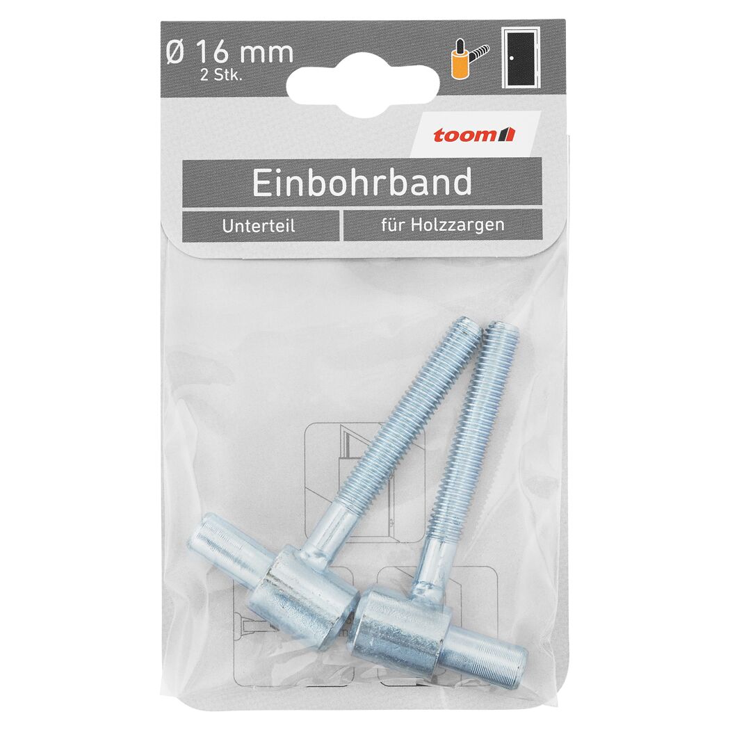 Zwei verzinkte Einbohrbänder von toom in Verpackung