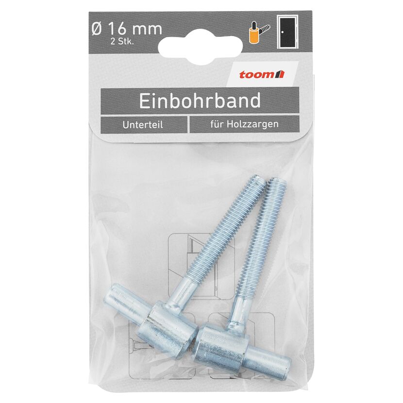 Zwei verzinkte Einbohrbänder von toom in Verpackung