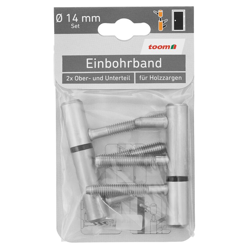 Einbohrband-Set Stahl verchromt Ø 14 mm 4-teilig