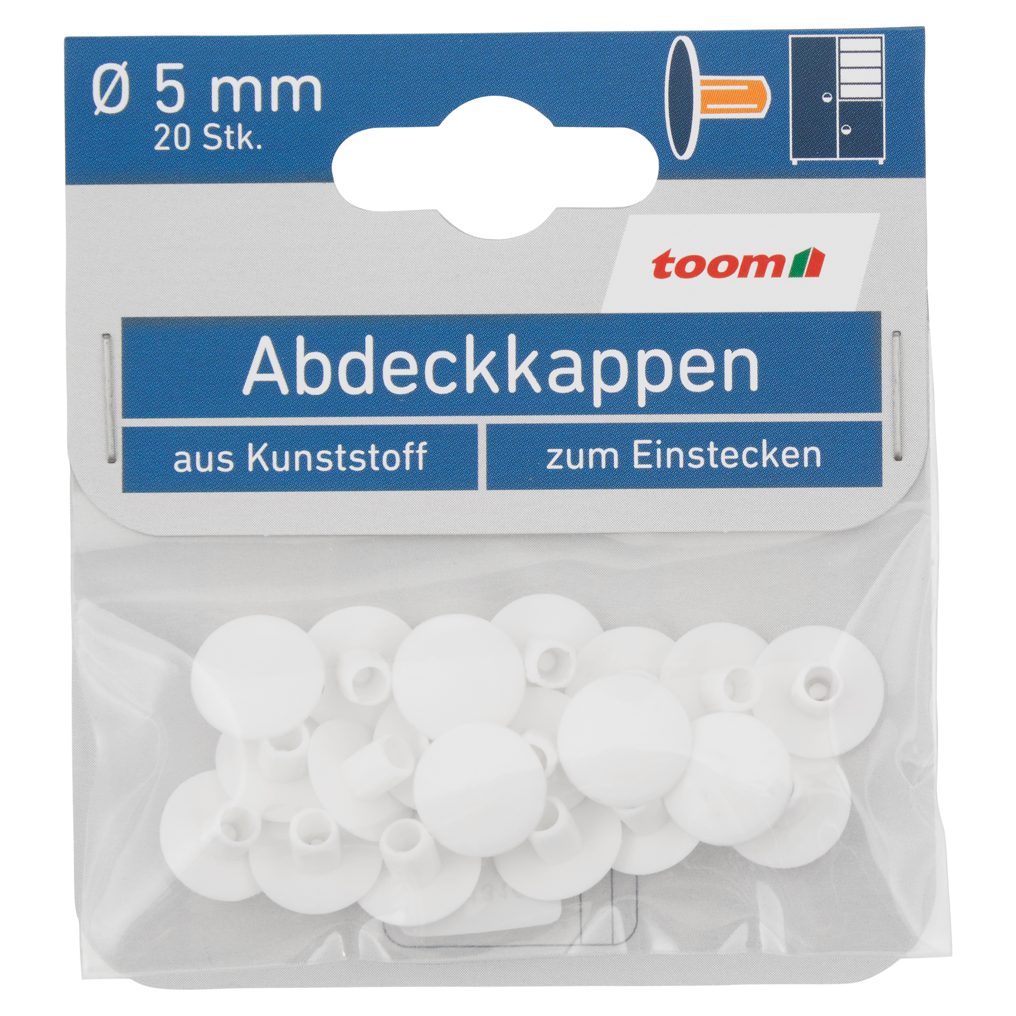 Thumbnail - toom Abdeckkappen weiß 20 Stück Ø 5 mm