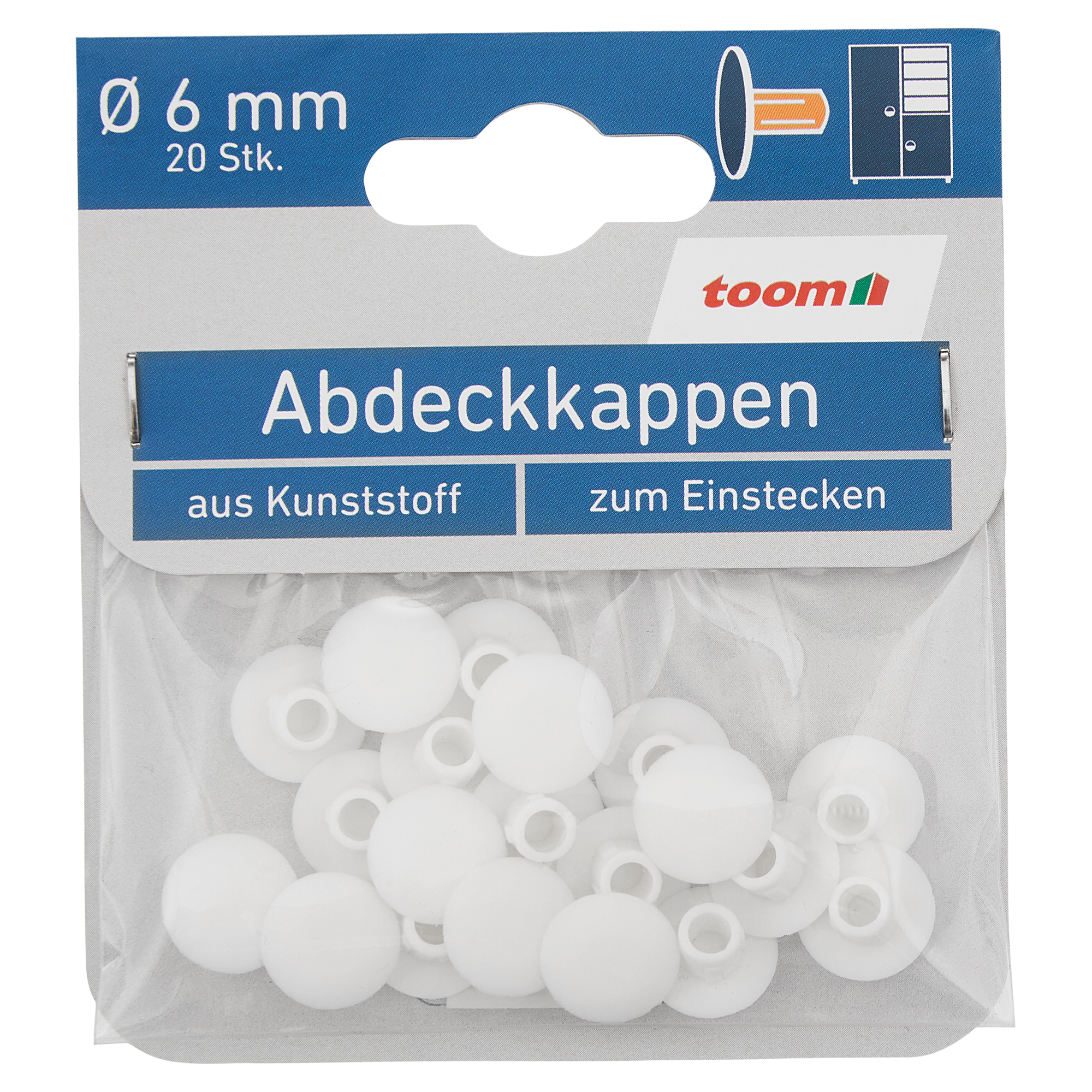 Abdeckkappen weiß 20 Stück Ø 6 mm