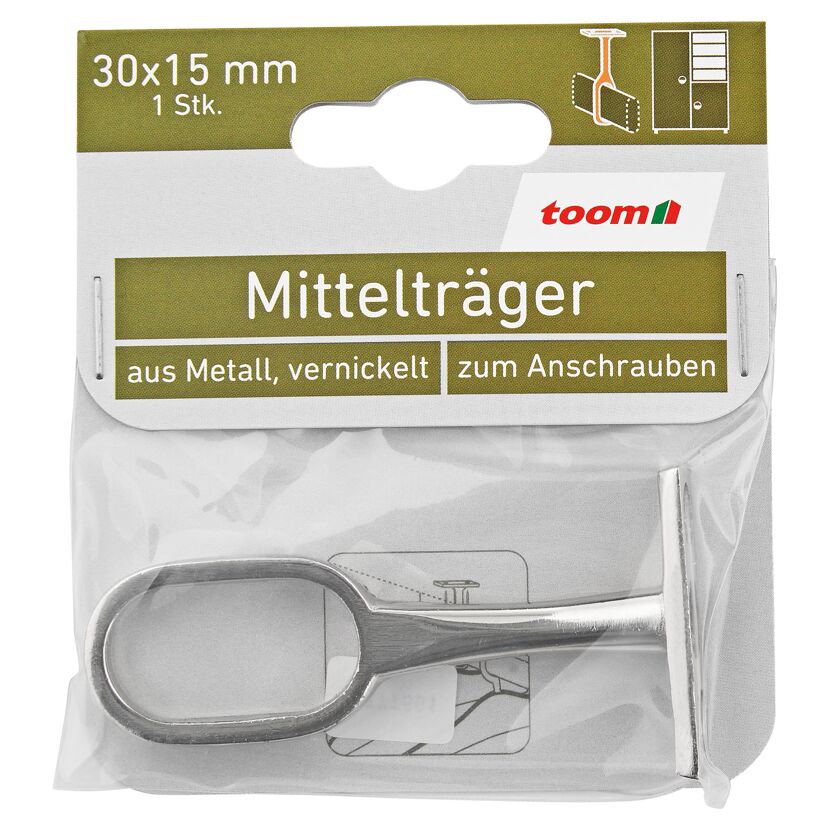 Mittelträger oval 30 x 15 mm nickelfarben