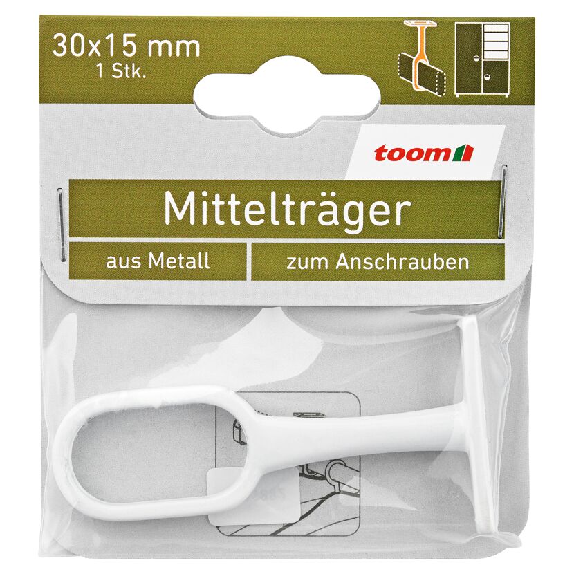 Mittelträger oval 30 x 15 mm weiß