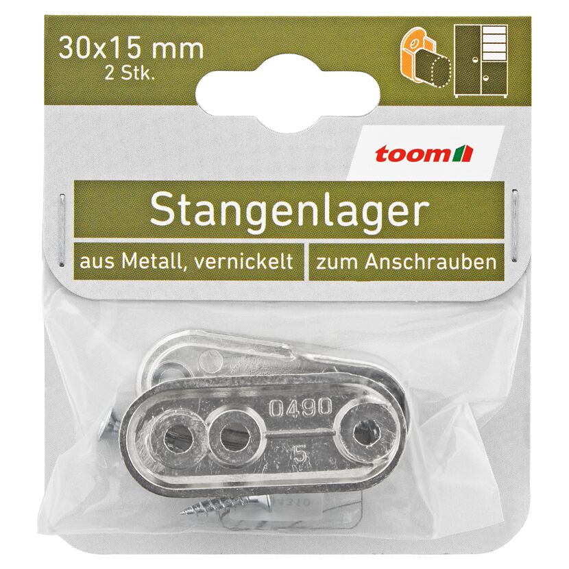 Stangenlager oval 30 x 15 mm nickelfarben 2 Stück