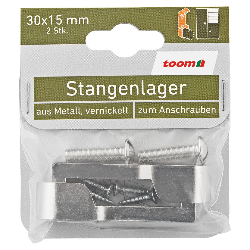 Stangenlager oval 30 x 15 mm nickelfarben 2 Stück