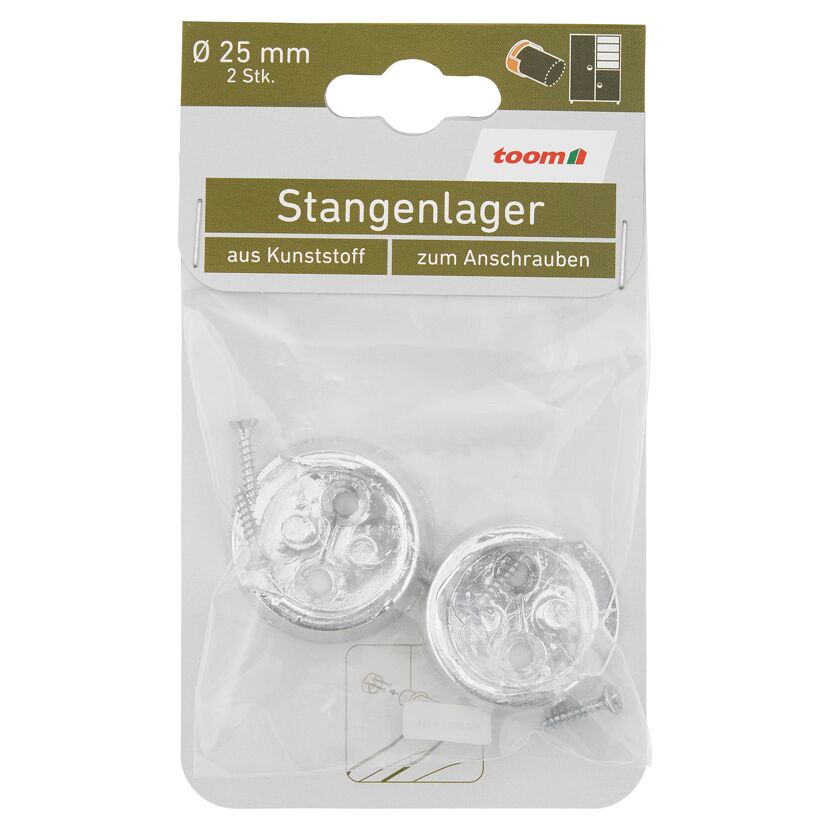 Stangenlager Kunststoff silbern Ø 25 mm 2 Stück