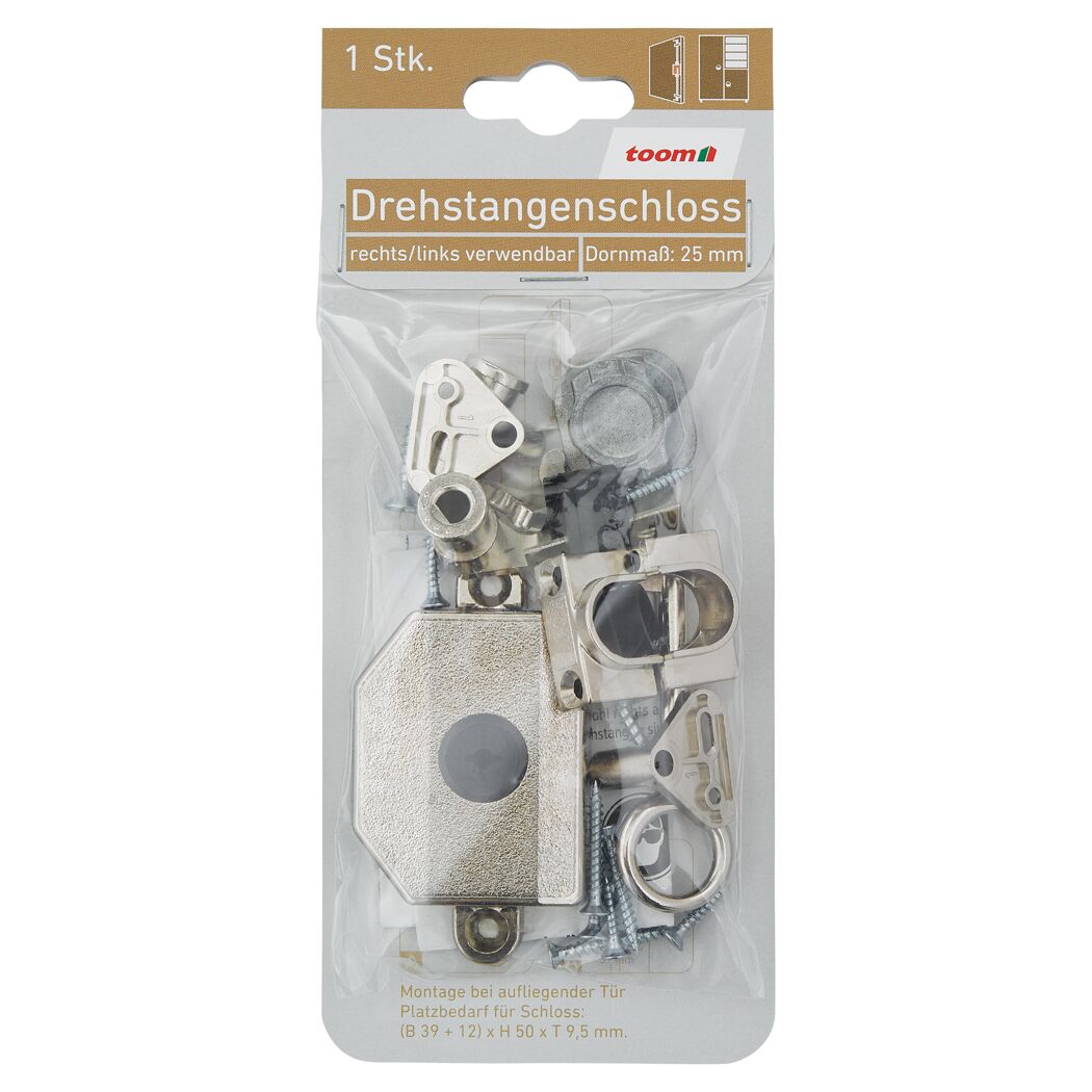 Drehstangenschloss Stahl silbern 25 mm