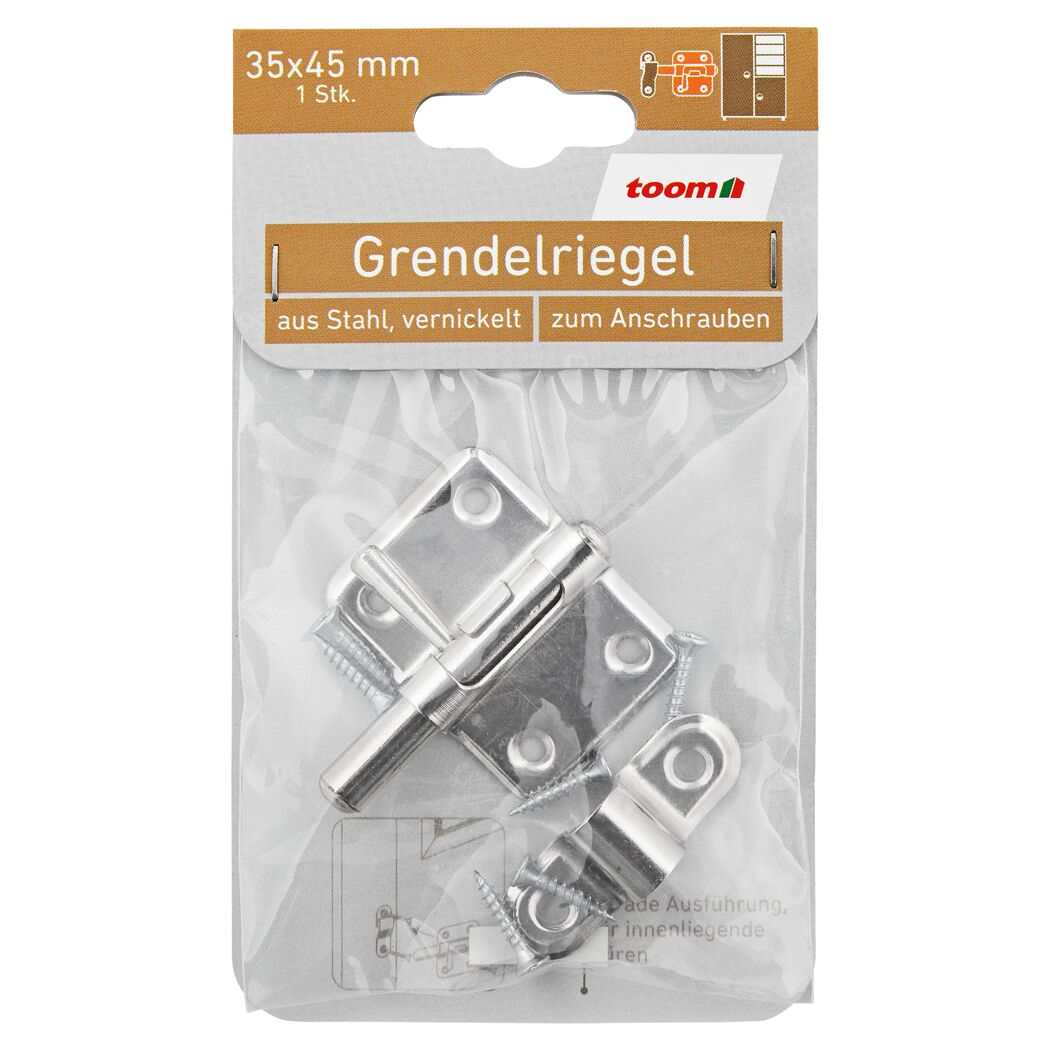Grendelriegel Stahl vernickelt 4,5 x 3,5 cm 1 Stück