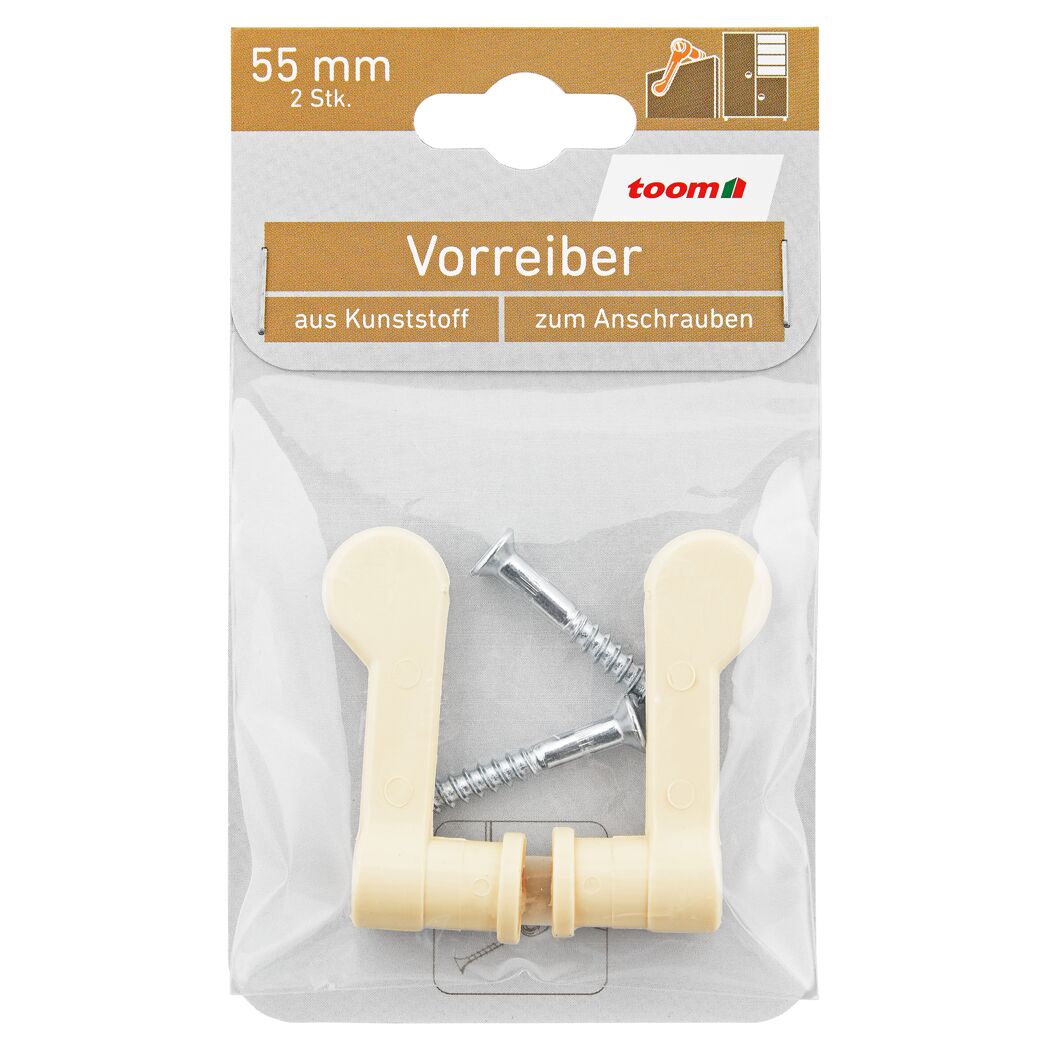 Vorreiber Kunststoff beige 5,5 cm 2 Stück
