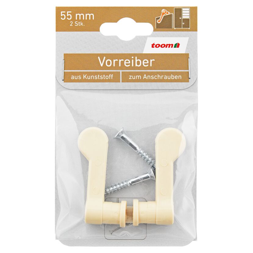 Vorreiber Kunststoff beige 5,5 cm 2 Stück
