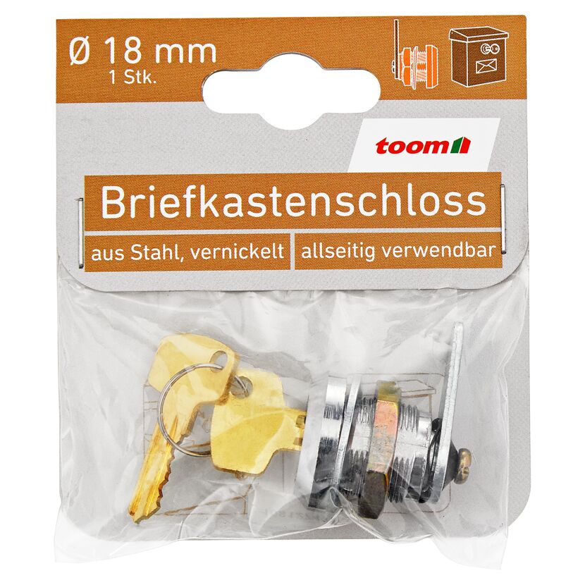 Briefkastenschloss Stahl vernickelt Ø 18 mm