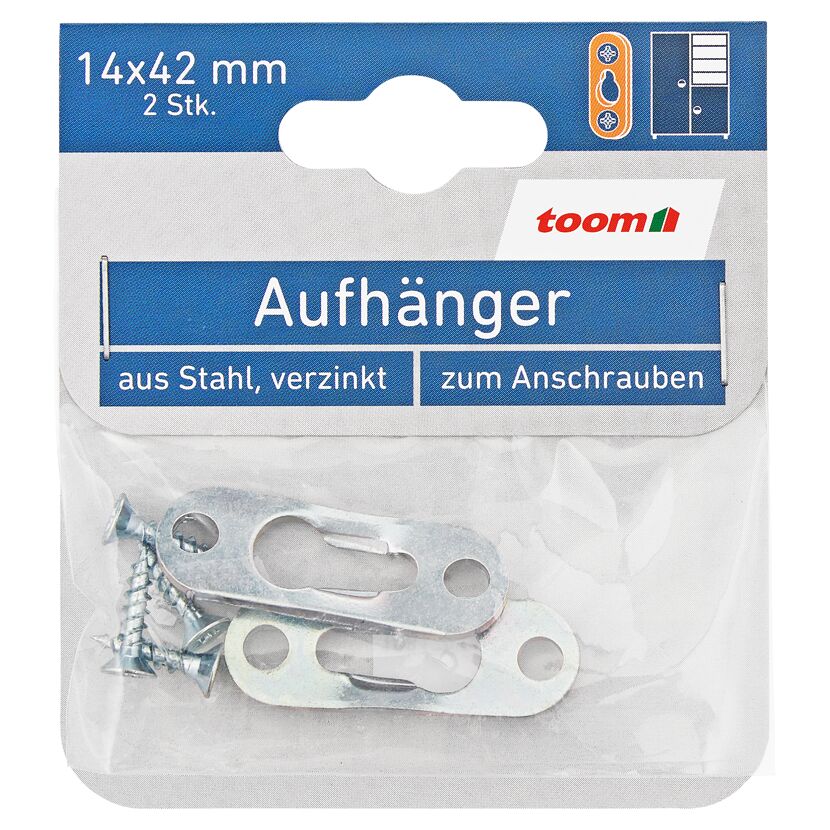 Aufhänger Stahl 14 x 42 mm 2 Stück