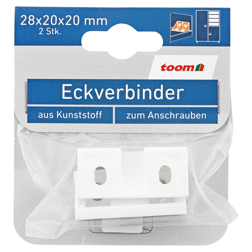 Eckverbinder Kunststoff weiß 28 x 20 x 20 mm, 2 Stück