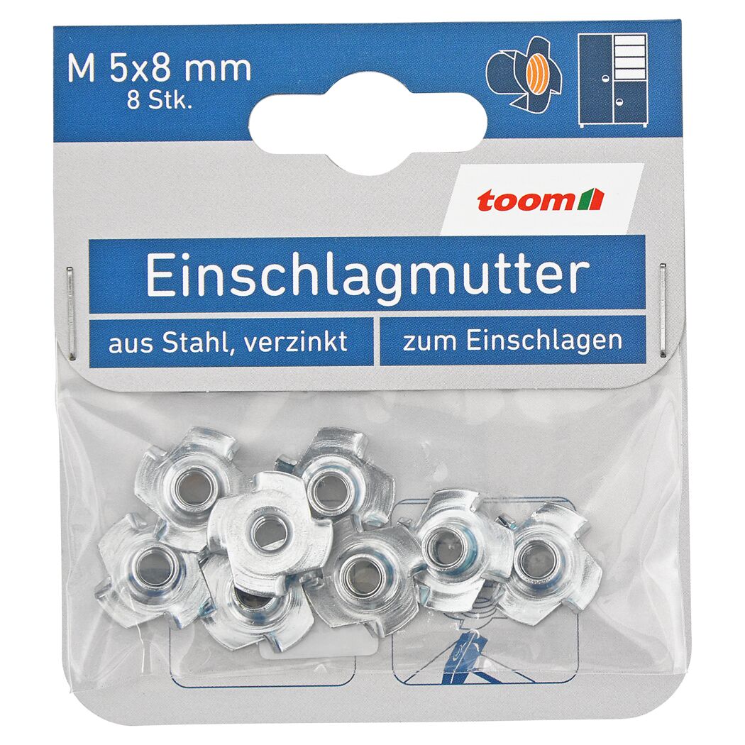 Einschlagmuttern M5 Stahl verzinkt 8 Stück