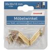 Möbelwinkel Stahl vermessingt 4 Stück 10 x 30 x 30 mm innenliegende Verschraubung