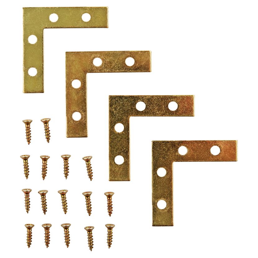 Möbelwinkel Stahl vermessingt 4 Stück 10 x 40 x 40 mm seitliche Verschraubung