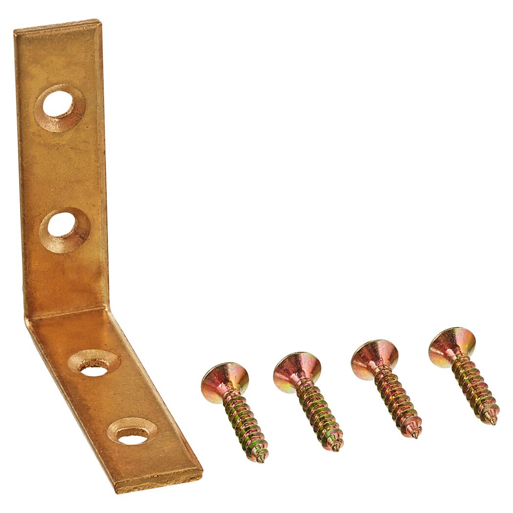Möbelwinkel Stahl vermessingt 40 x 40 x 10 mm 4 Stück
