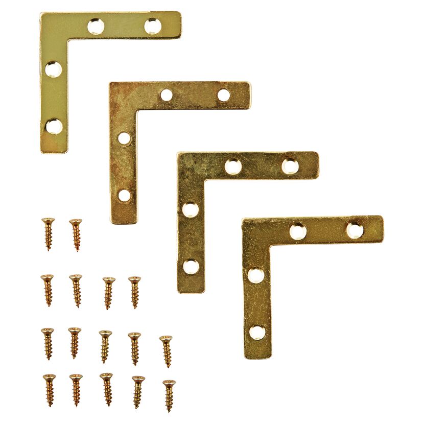 Möbelwinkel Stahl vermessingt 4 Stück 10 x 50 x 50 mm seitliche Verschraubung