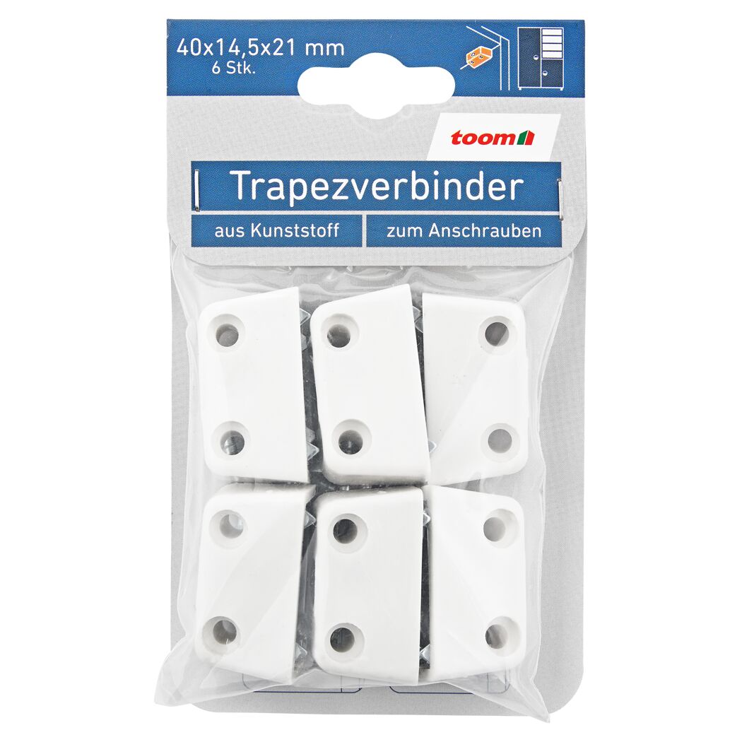 Trapezverbinder Kunststoff weiß 4 x 1,45 x 2,1 cm 6 Stück
