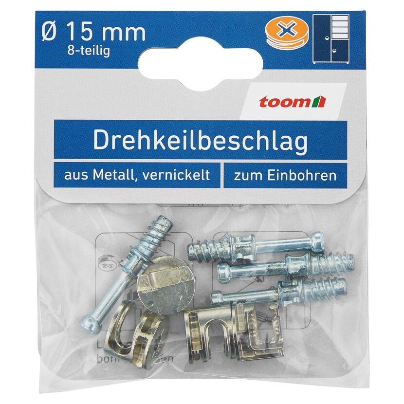 Drehkeilbeschläge Metall vernickelt Ø 15 mm 4 Stück