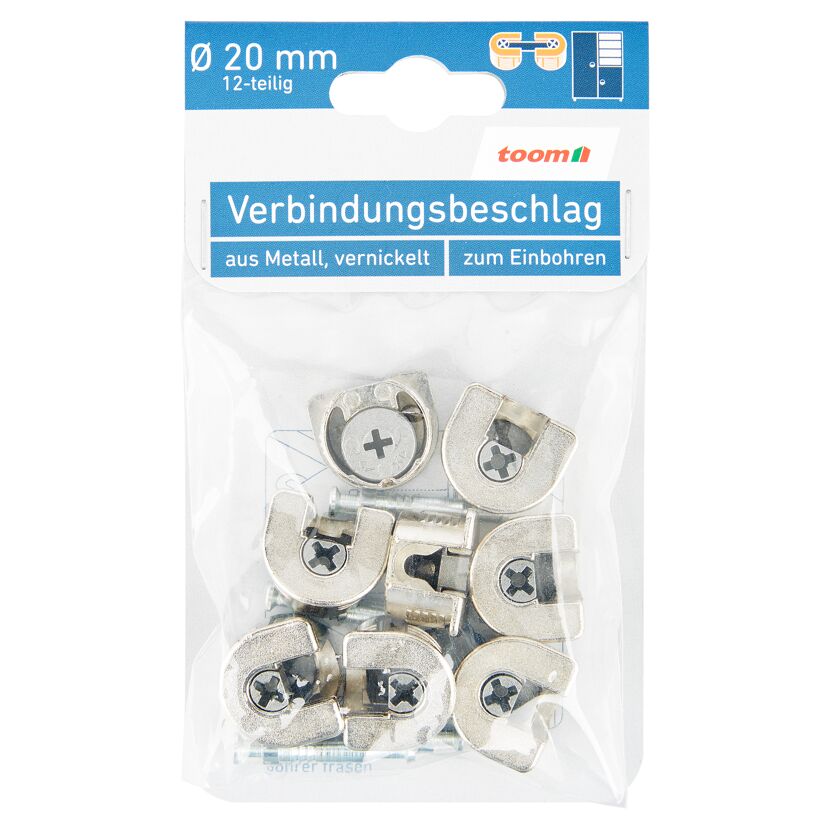 Verbindungsbeschläge vernickelt Ø 2 cm 12-tlg.