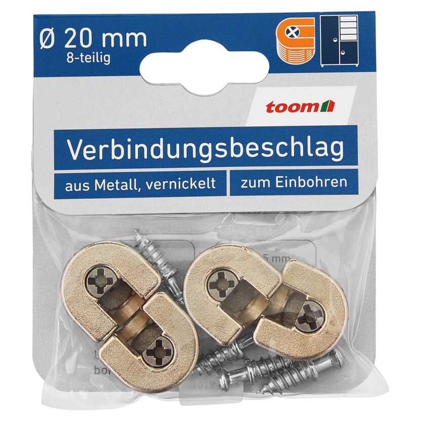 Verbindungsbeschläge Metall vernickelt Ø 20 mm 4 Stück