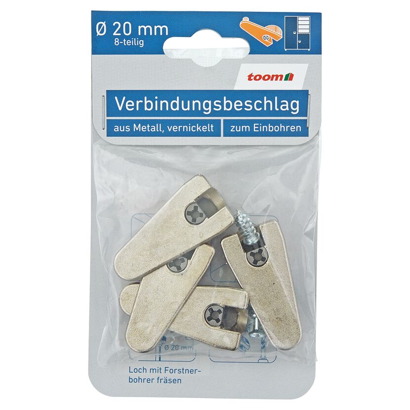 Verbindungsbeschläge Metall vernickelt Ø 20 mm 4 Stück