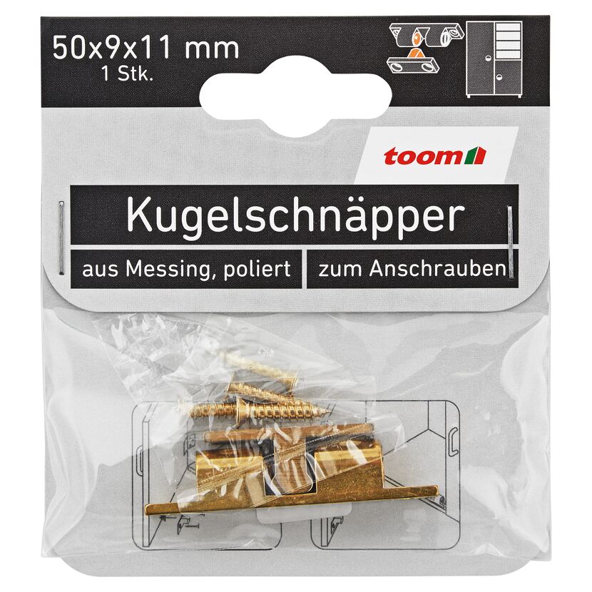 Kugelschnäpper Messing poliert 5 x 1,1 x 0,9 cm