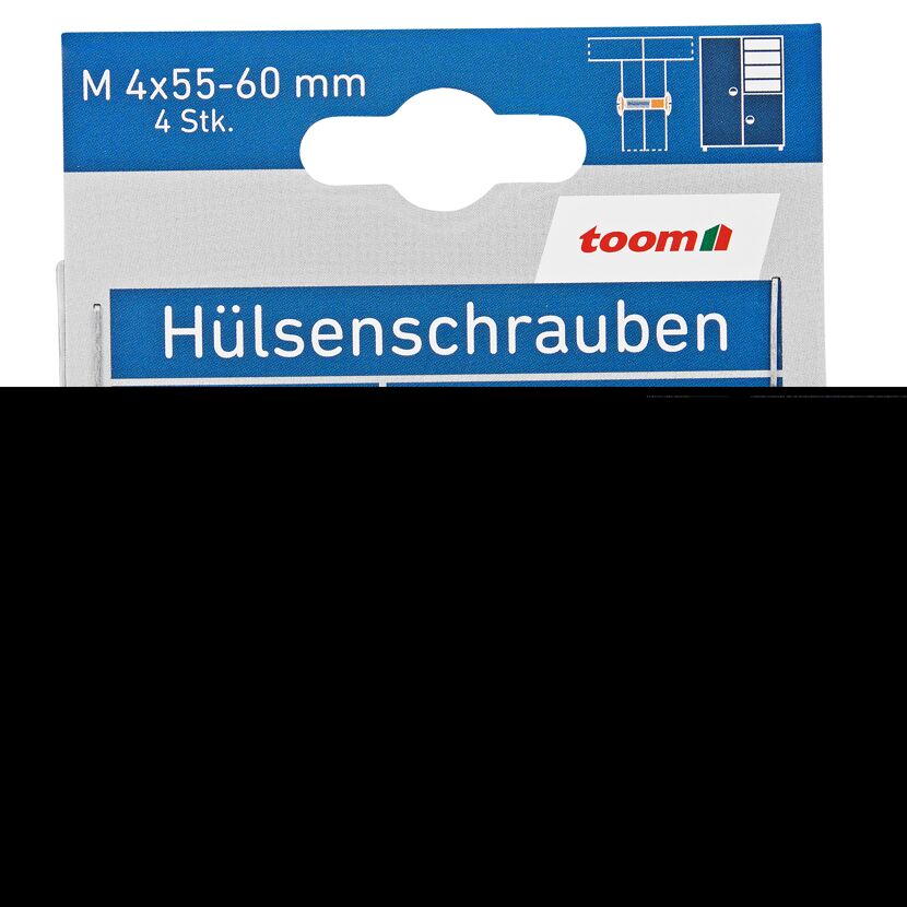 Hülsenschrauben Messing silbern M4 x 5,5 - 6 cm 4 Stück