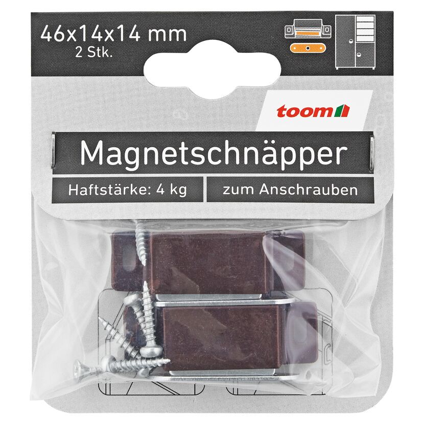 Magnetschnäpper braun 2 Stück 46 x 14 x 14 mm 4 kg
