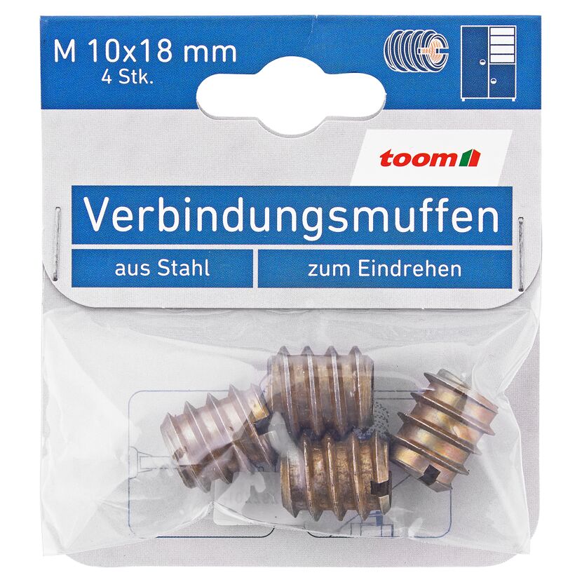 Verbindungsmuffen Stahl 4 Stück M10 x 18 mm