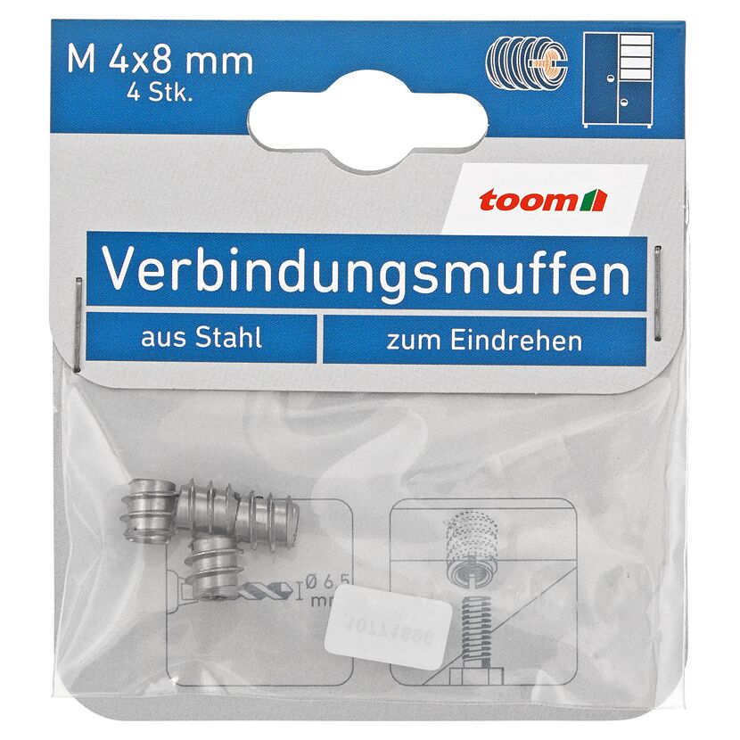 Verbindungsmuffen Stahl M4 x 8 mm 4 Stück