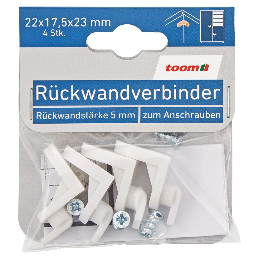 Rückwandverbinder Kunststoff weiß 22 x 17,5 x 23 mm 4 Stück