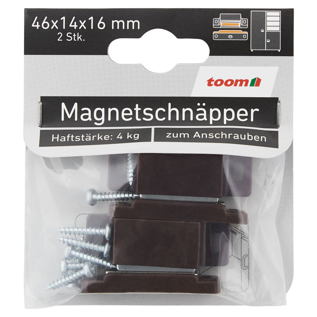 Magnetschnäpper braun 2 Stück 46 x 14 x 16 mm 4 kg