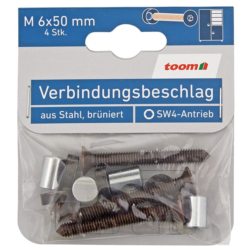 Verbindungsbeschlag, 4 Stück, Stahl brüniert, SW4-Antrieb