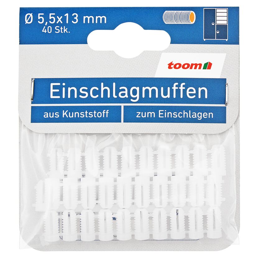 Einschlagmuffen Kunststoff Ø 5,5 x 13 mm 40 Stück