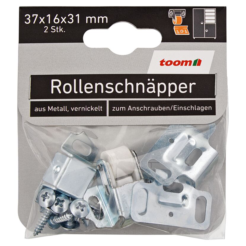 Rollenschnäpper Metall vernickelt 37 x 16 x 31 mm 2 Stück