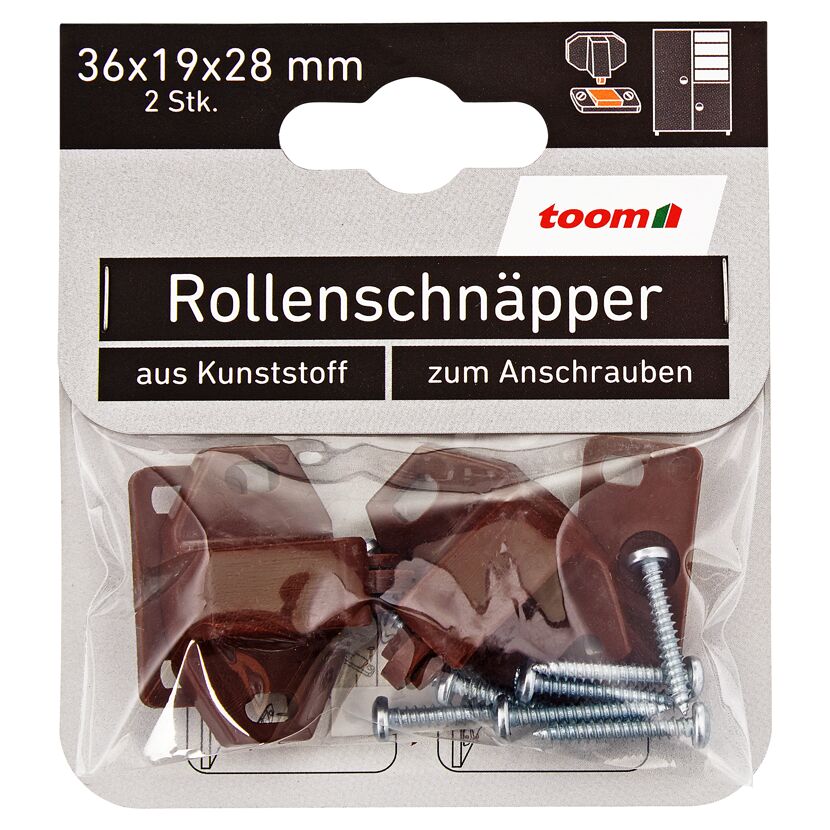 Rollenschnäpper Kunststoff braun 36 x 19 x 28 mm 2 Stück