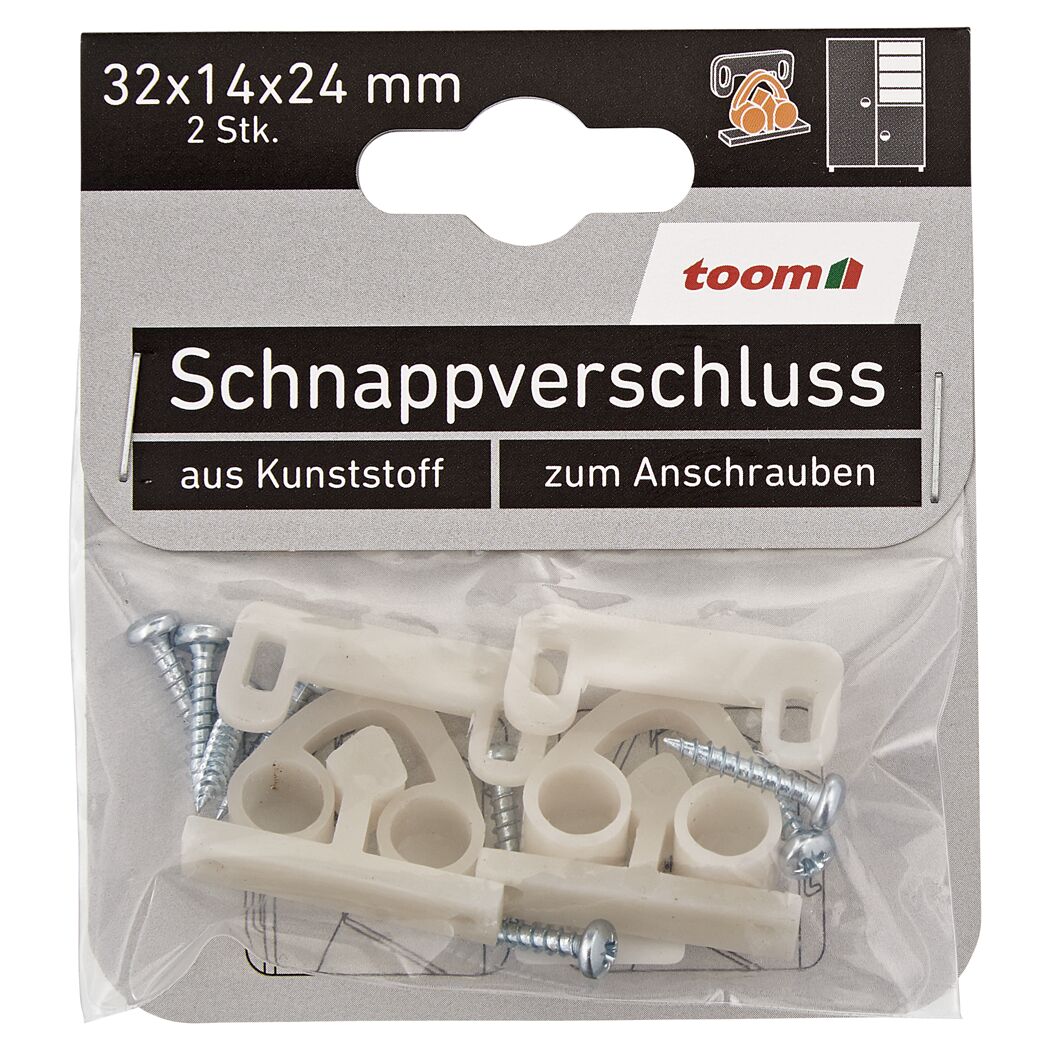 Schnappverschlüsse Kunststoff weiß 32 x 14 x 24 mm 2 Stück