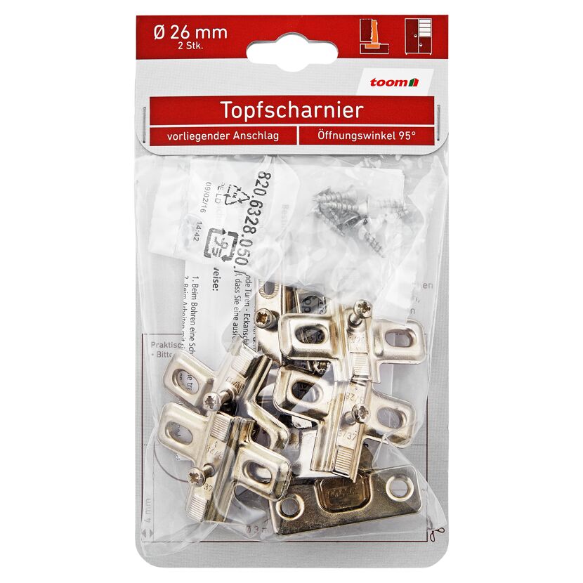 Topfscharniere und Schrauben