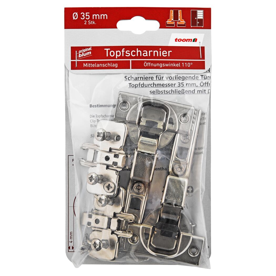 Topfscharnier mit Schrauben