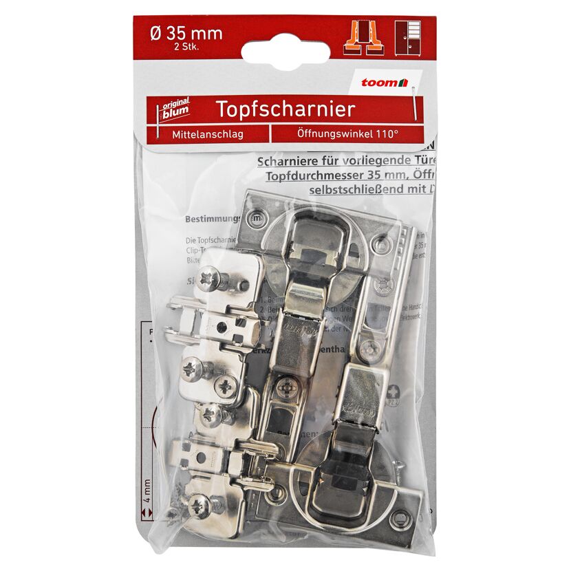 Topfscharnier mit Schrauben