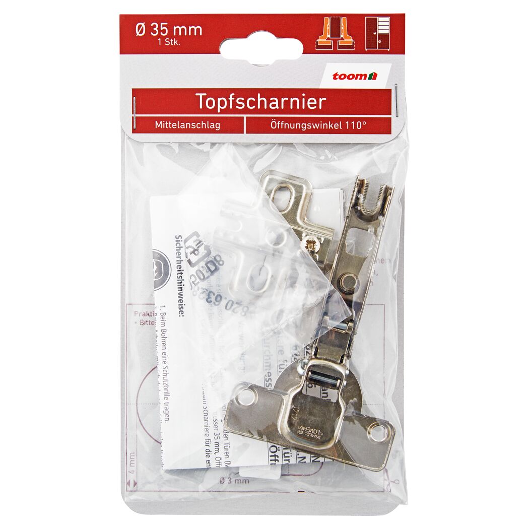 Topfscharnier Ø 35 mm 110° Mittelanschlag ungedämpft