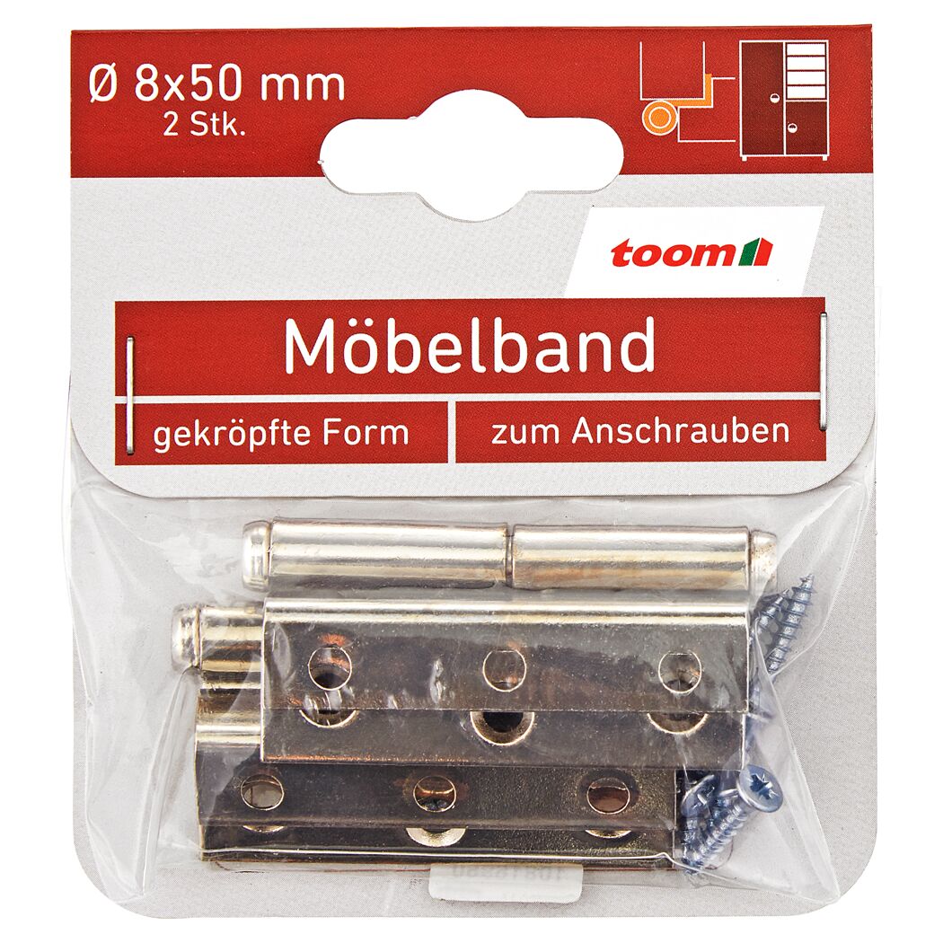 Möbelbänder links Stahl vernickelt Ø 8 x 50 mm 2 Stück