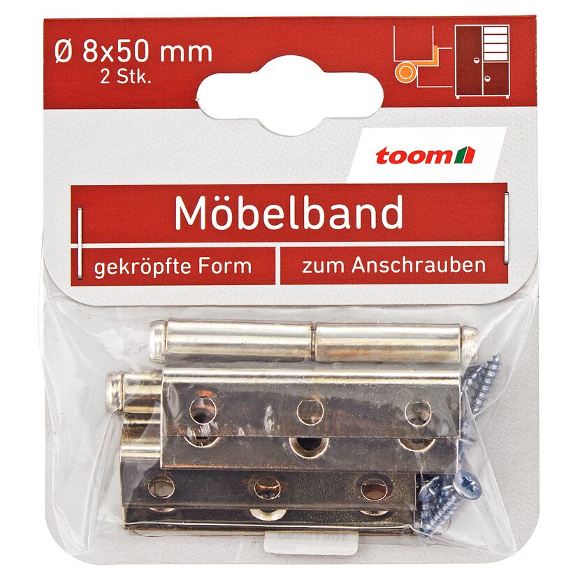 Möbelbänder links Stahl vernickelt Ø 8 x 50 mm 2 Stück